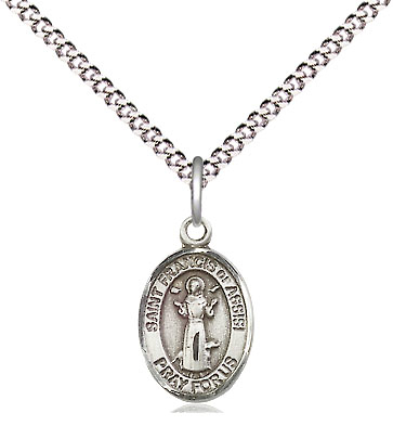 St. Francis Sterling Silver Pendant on a 18 inch Sterling Silver Light Curb Chain authentic