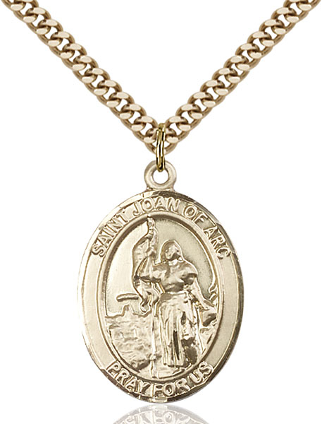 14kt Gold Filled Saint Joan of Arc Coast Guard Pendant on a 24