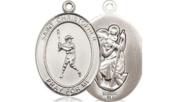 [8150SS] Sterling Silver Saint Christopher Baseball Medal