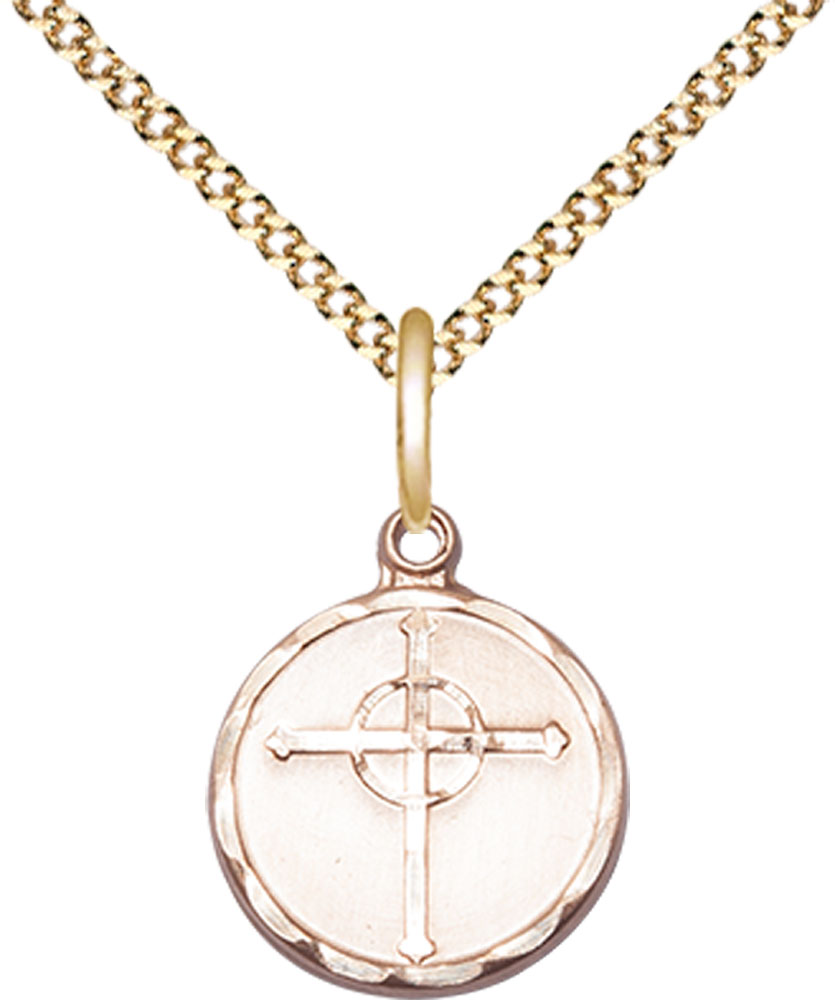 14kt Gold Filled Episcopal Cross Pendant on a 18 inch Gold Plate Light Curb chain A.T. Merhaut Inc