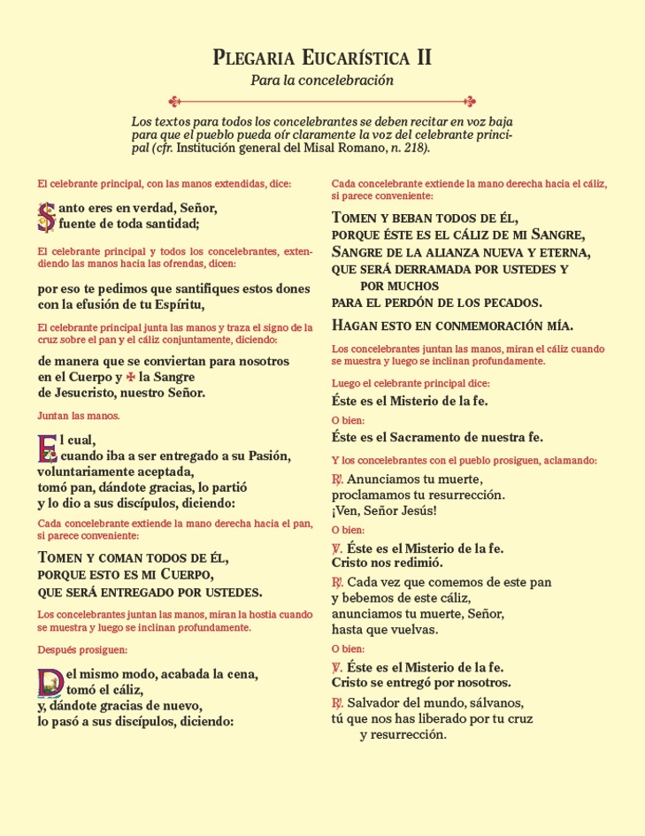Eucharistic Prayer Cards (spanish)