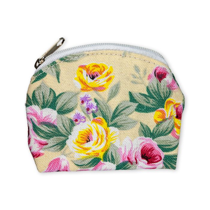 White/Rose Flower Pattern Rosary Pouch