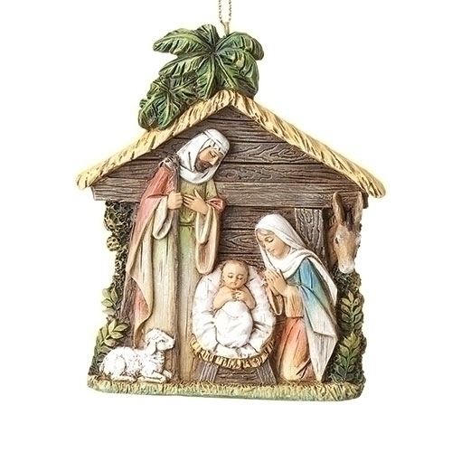 4&quot;H Holy Family Stable Orn - Christmas