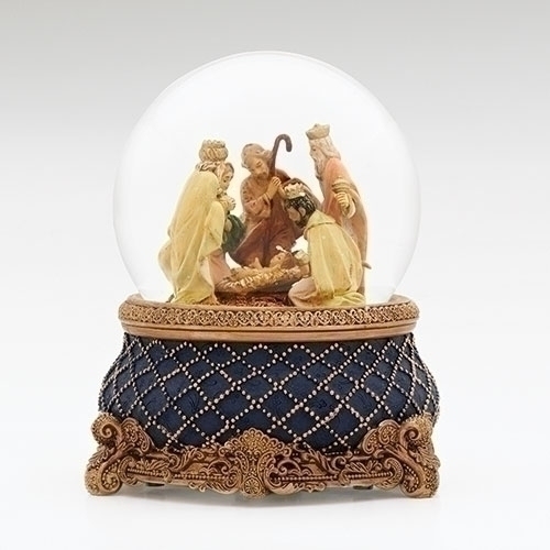 6.75&quot;H Musical Nativity Dome - 120Mm; Ornate Base; Wind Up - Christmas