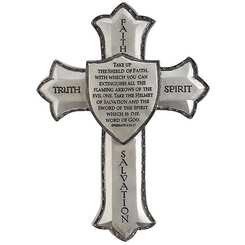 8.25&quot;H Armor Of God Wall Cross - Ephesians 6:16-17