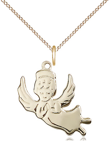 14kt Gold Filled Angel Pendant on a 18 inch Gold Filled Light Curb chain