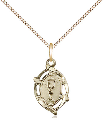 14kt Gold Filled Communion Pendant on a 18 inch Gold Filled Light Curb chain