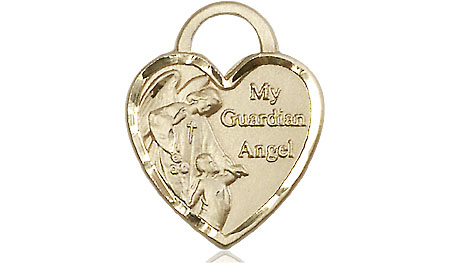 14kt Gold Guardian Angel Heart Medal