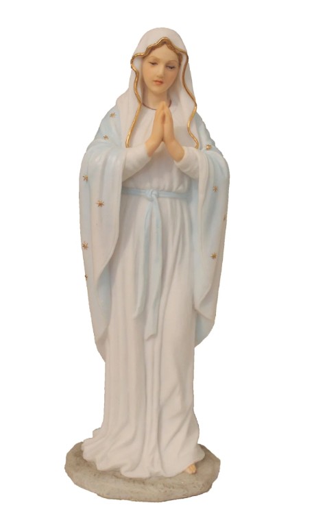 Praying Virgin, White w/Highlights, 8"