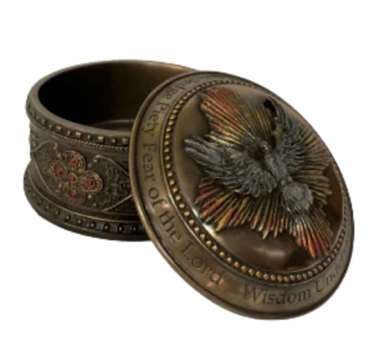 Holy Spirit Keepsake Box, Cold Cas Bronze, 4&quot; D