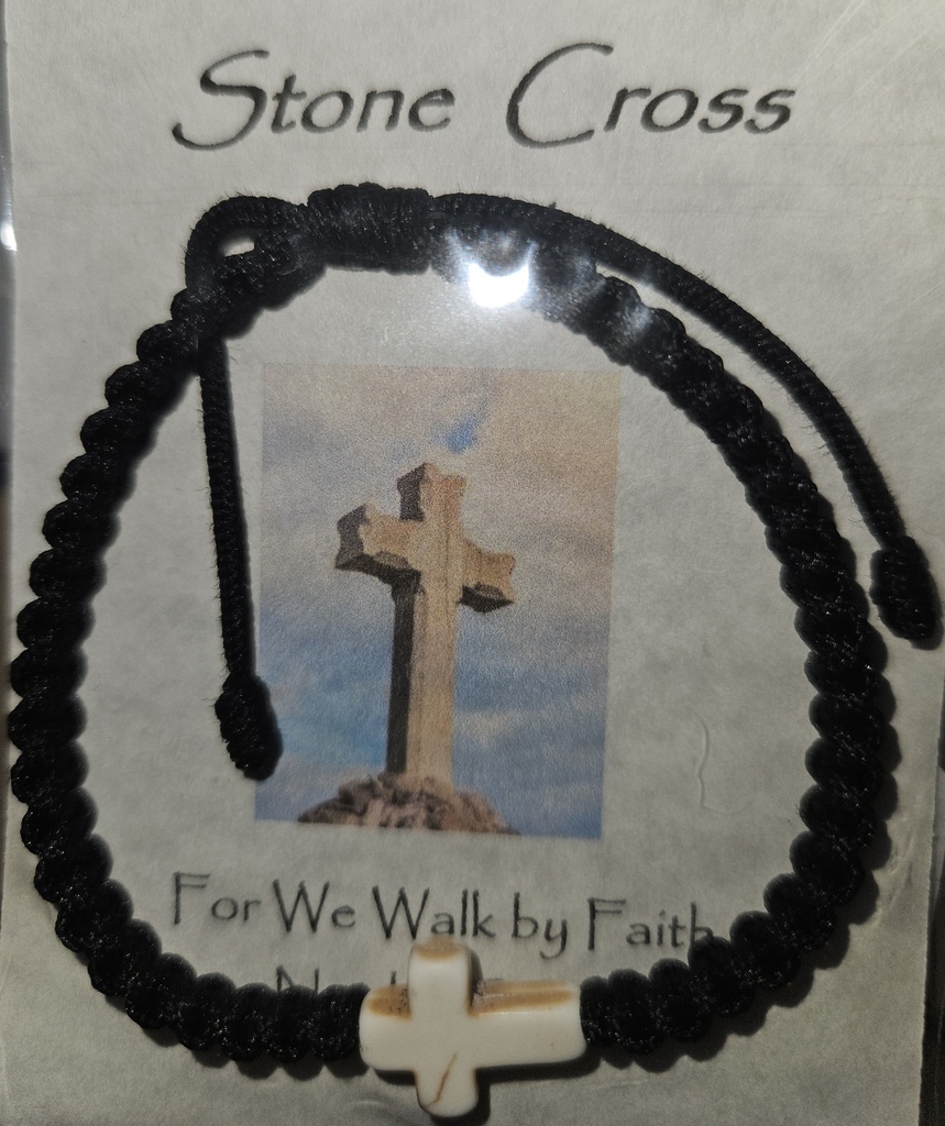 Stone Cross on Black Cord