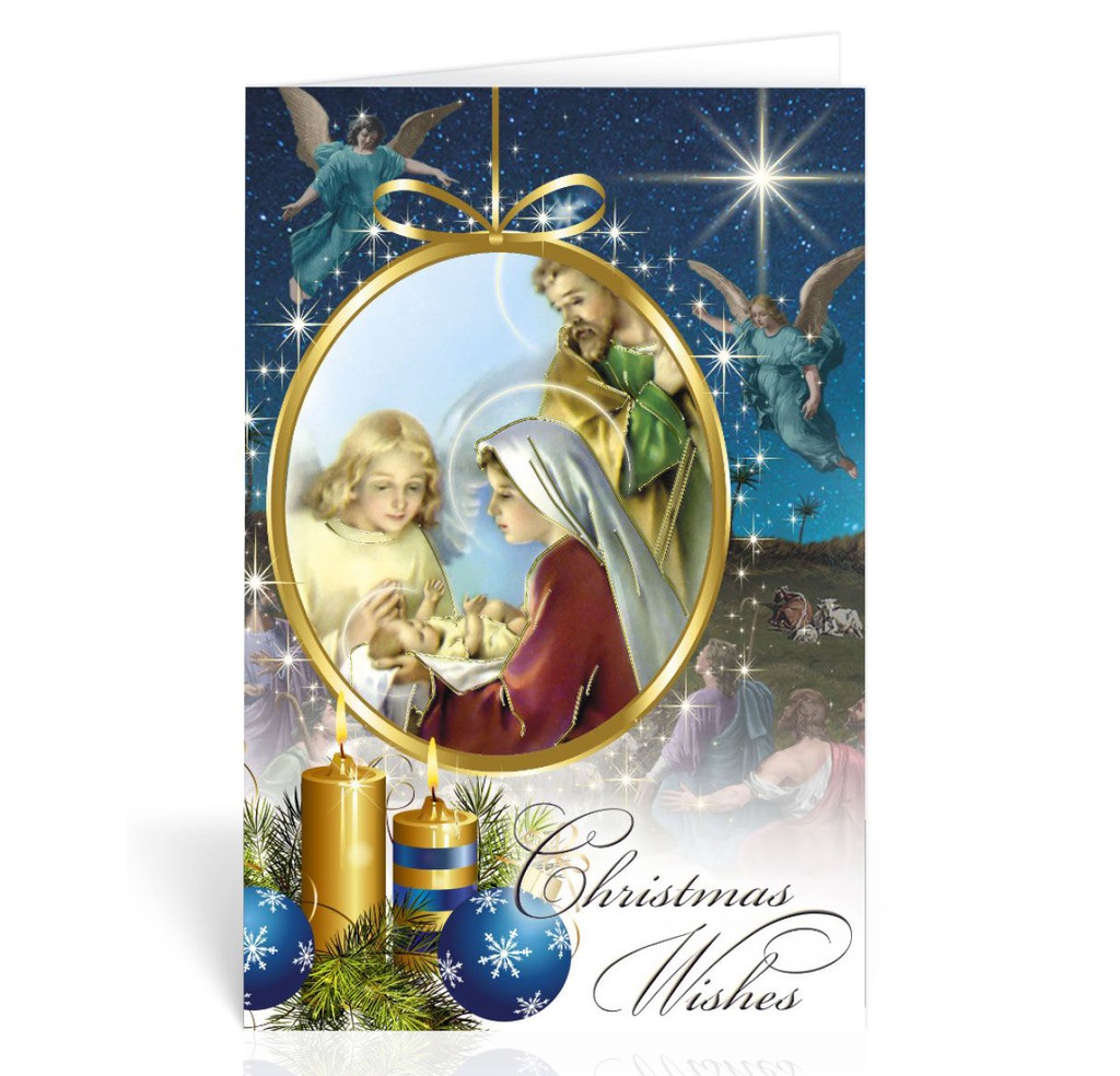 Holy Family with Angel, Christmas Wishes Greeting Cards Boxed â€“ Christmas