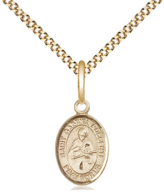 14kt Gold Filled Saint Gabriel Possenti Pendant on a 18 inch Gold Plate Light Curb chain