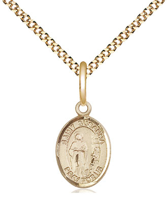 14kt Gold Filled Saint Susanna Pendant on a 18 inch Gold Plate Light Curb chain