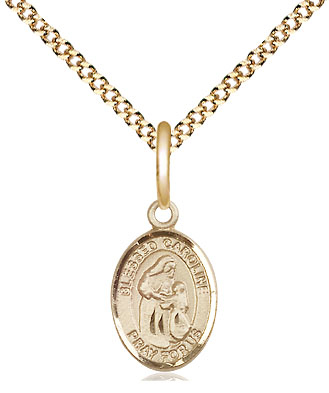 14kt Gold Filled Blessed Caroline Gerhardinger Pendant on a 18 inch Gold Plate Light Curb chain