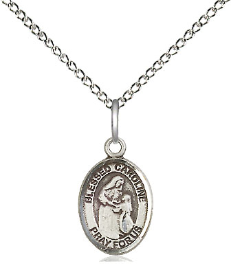 Sterling Silver Blessed Caroline Gerhardinger Pendant on a 18 inch Sterling Silver Light Curb chain