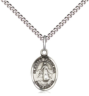 Sterling Silver Blessed Karolina Kozkowna Pendant on a 18 inch Light Rhodium Light Curb chain