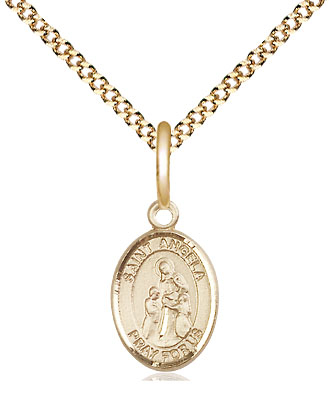 14kt Gold Filled Saint Angela Merici Pendant on a 18 inch Gold Plate Light Curb chain