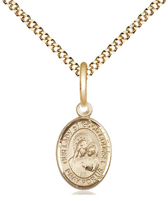 14kt Gold Filled Our Lady of Good Counsel Pendant on a 18 inch Gold Plate Light Curb chain