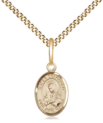 14kt Gold Filled Mater Dolorosa Pendant on a 18 inch Gold Plate Light Curb chain