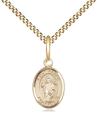 14kt Gold Filled Saint Aedan of Ferns Pendant on a 18 inch Gold Plate Light Curb chain