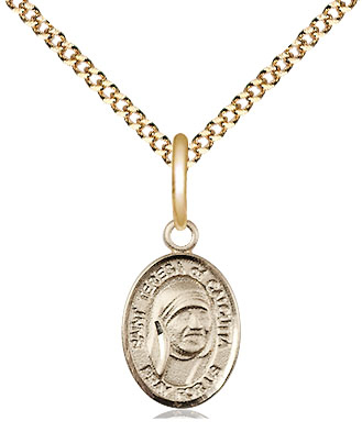 14kt Gold Filled Saint Teresa of Calcutta Pendant on a 18 inch Gold Plate Light Curb chain