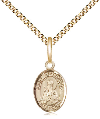 14kt Gold Filled Saint Athanasius Pendant on a 18 inch Gold Plate Light Curb chain