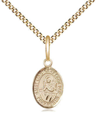 14kt Gold Filled Saint Lidwina of Schiedam Pendant on a 18 inch Gold Plate Light Curb chain