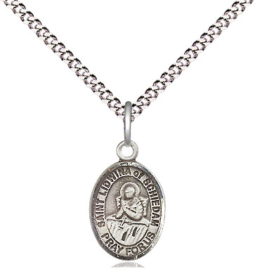 Sterling Silver Saint Lidwina of Schiedam Pendant on a 18 inch Light Rhodium Light Curb chain