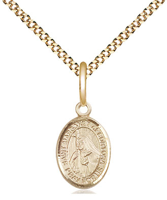 14kt Gold Filled Saint Margaret of Cortona Pendant on a 18 inch Gold Plate Light Curb chain