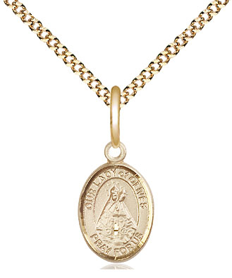 14kt Gold Filled Our Lady of Olives Pendant on a 18 inch Gold Plate Light Curb chain