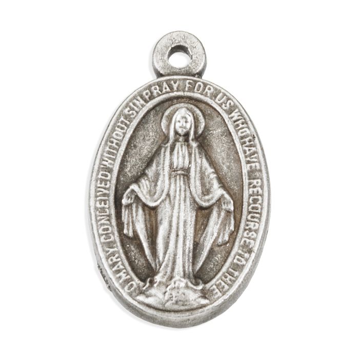 13/16&quot; Miraculous Medal In Antiqued Silver Finish