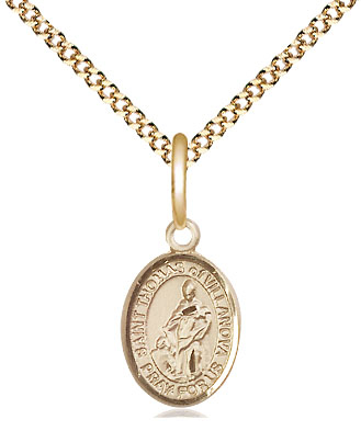 14kt Gold Filled Saint Thomas of Villanova Pendant on a 18 inch Gold Plate Light Curb chain