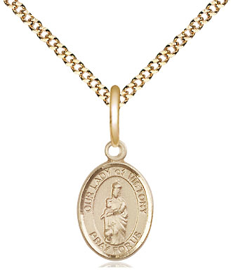 14kt Gold Filled Our Lady of Victory Pendant on a 18 inch Gold Plate Light Curb chain