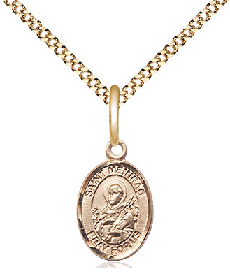 14kt Gold Filled Saint Meinrad of Einsiedeln Pendant on a 18 inch Gold Plate Light Curb chain