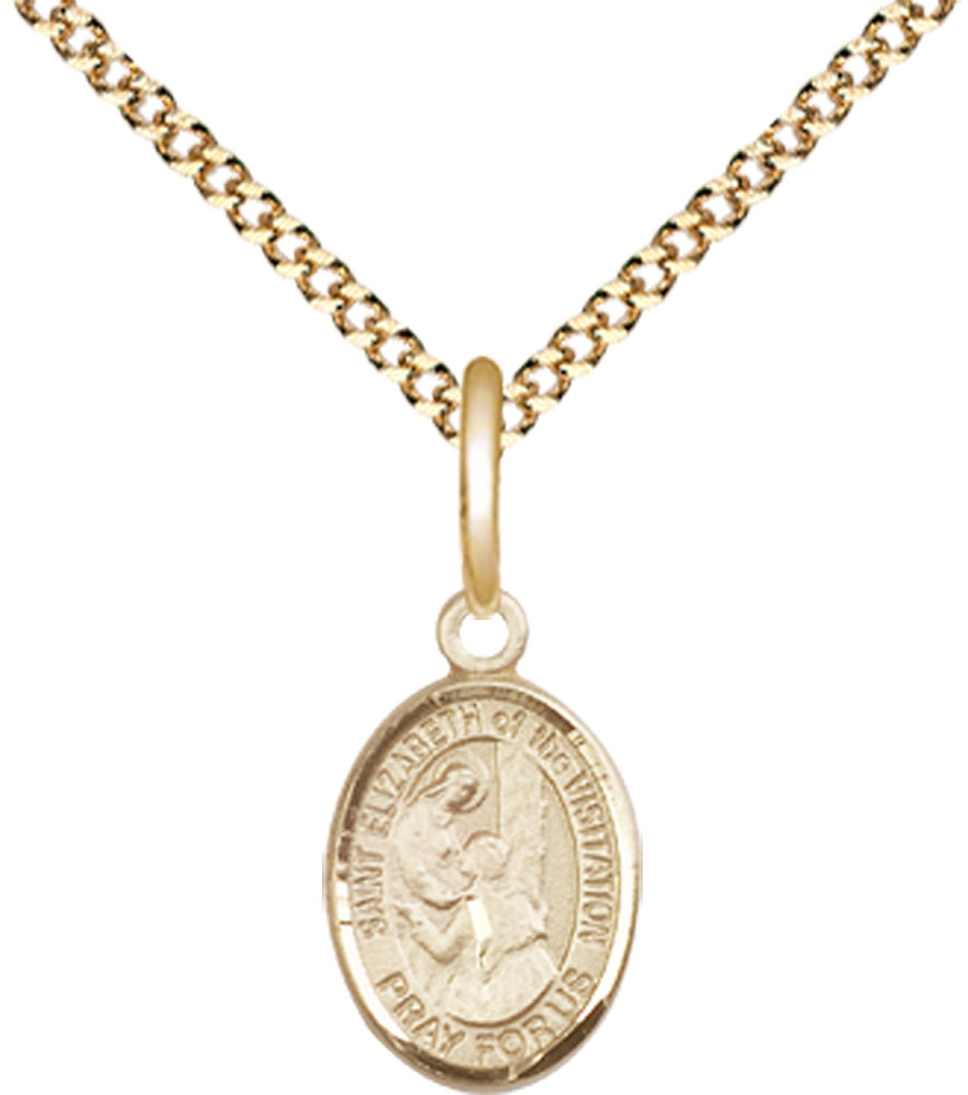 14kt Gold Filled Saint Elizabeth of the Visitation Pendant on a 18 inch Gold Plate Light Curb chain