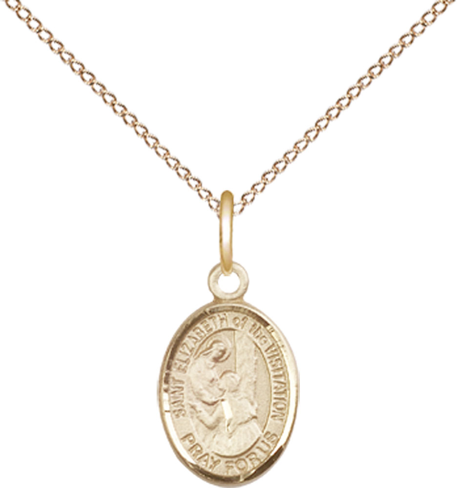 14kt Gold Filled Saint Elizabeth of the Visitation Pendant on a 18 inch Gold Filled Light Curb chain