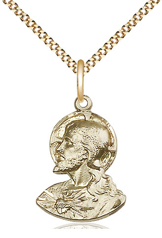 14kt Gold Filled Head of Christ Pendant on a 18 inch Gold Plate Light Curb chain