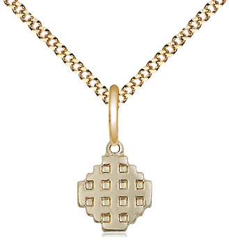 14kt Gold Filled Jerusalem Cross Pendant on a 18 inch Gold Plate Light Curb chain