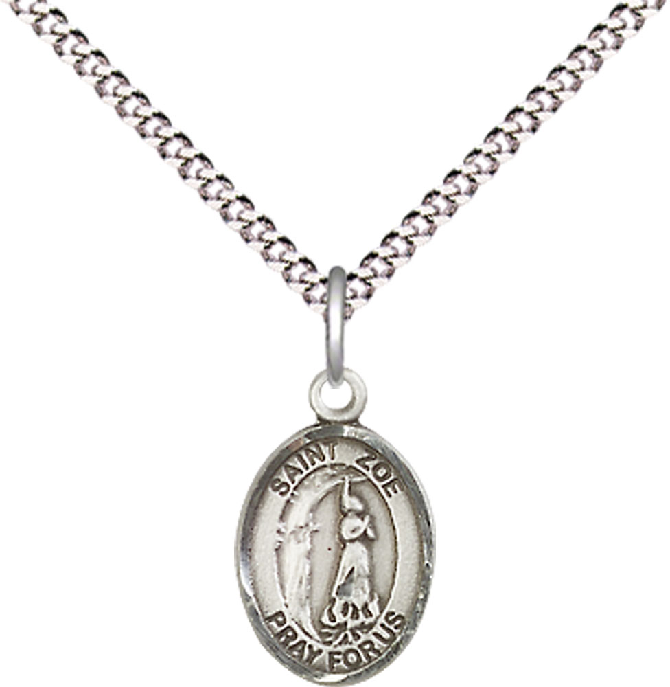 Sterling Silver Saint Zoe of Rome Pendant on a 18 inch Light Rhodium Light Curb chain