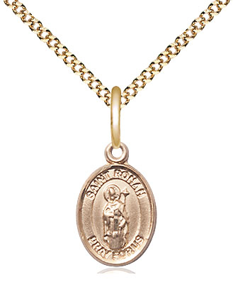 14kt Gold Filled Saint Ronan Pendant on a 18 inch Gold Plate Light Curb chain