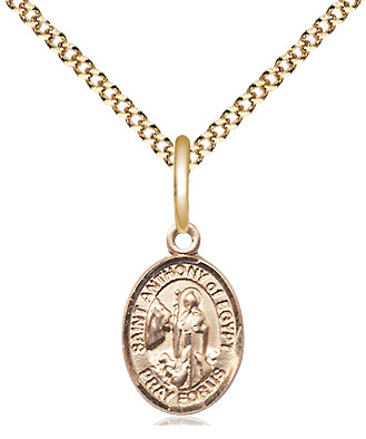 14kt Gold Filled Saint Anthony of Egypt Pendant on a 18 inch Gold Plate Light Curb chain