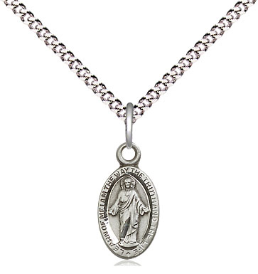 Sterling Silver Scapular Pendant on a 18 inch Light Rhodium Light Curb chain