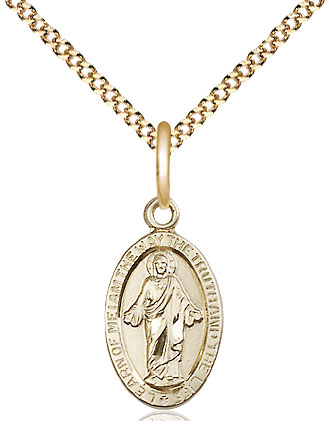 14kt Gold Filled Scapular Pendant on a 18 inch Gold Plate Light Curb chain