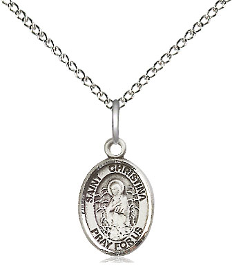 Sterling Silver Saint Christina the Astonishing Pendant on a 18 inch Sterling Silver Light Curb chain