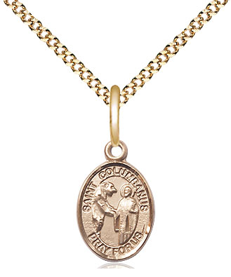 14kt Gold Filled Saint Columbanus Pendant on a 18 inch Gold Plate Light Curb chain