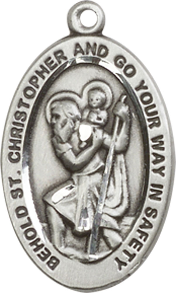 Sterling Silver Saint Christopher Medal - With Box