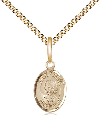 14kt Gold Filled Saint Gianna Pendant on a 18 inch Gold Plate Light Curb chain