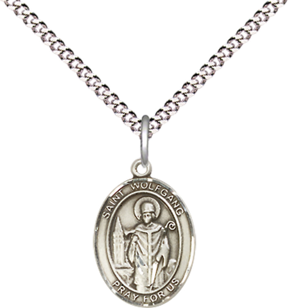 Sterling Silver Saint Wolfgang Pendant on a 18 inch Light Rhodium Light Curb chain