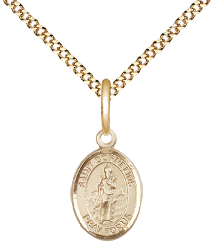 14kt Gold Filled Saint Cornelius Pendant on a 18 inch Gold Plate Light Curb chain